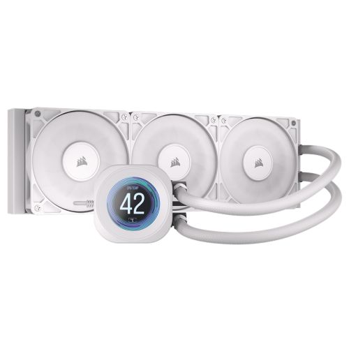Corsair NAUTILUS 360 RS LCD Liquid CPU Cooler, Personalised LCD Screen, RS120 Magnetic Dome Fans, Daisy-Chain Connections, White Corsair NAUTILUS 360 RS LCD Liquid CPU Cooler, Personalised LCD Screen, RS120 Magnetic Dome Fans, Daisy-Chain Connections, White